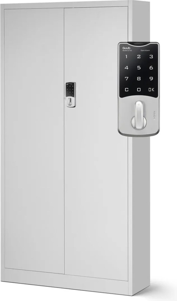 Kovová spisová skriňa DANIEL, 900 x 1850 x 400 mm, šedá
