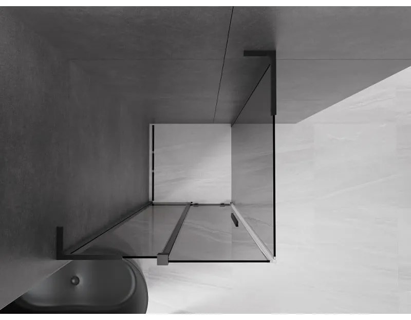 Mexen Velar L, sprchový kút s posuvnými dverami 100 x 100 cm, 8mm šedé sklo, čierna matná, 871-100-100-43-70