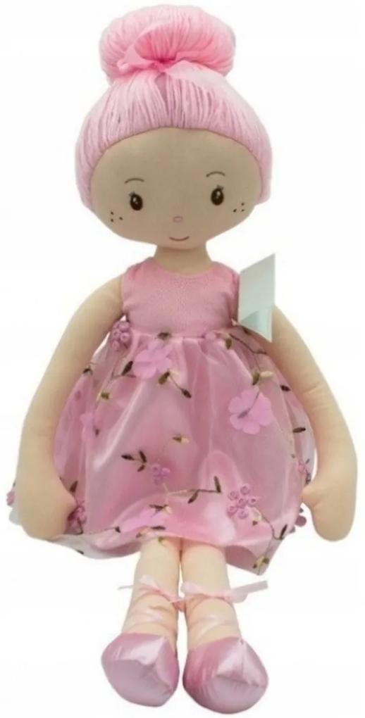 Handrová bábika Luisa v šatôčkach s kvety, Tulilo, 70 cm - ružová 35cm