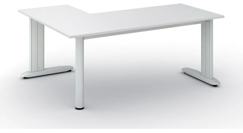 Rohový kancelársky písací stôl PRIMO FLEXIBLE, 1800 x 1400 mm, biela