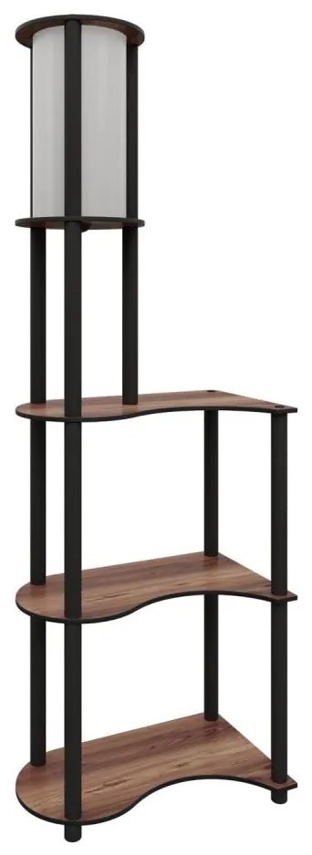Stojacia lampa s poličkami 1xE27/40W/230V 140 cm čierna/hnedá