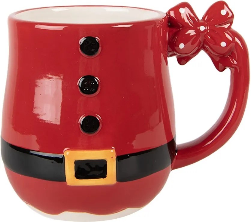Červený keramický hrnček Santa Claus - 13 * 9 * 11 cm / 400 ml