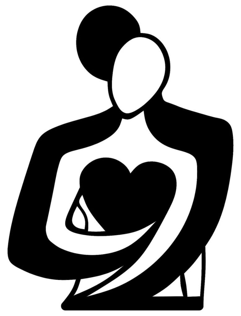 Nástenná kovová dekorácia Objatie čierna