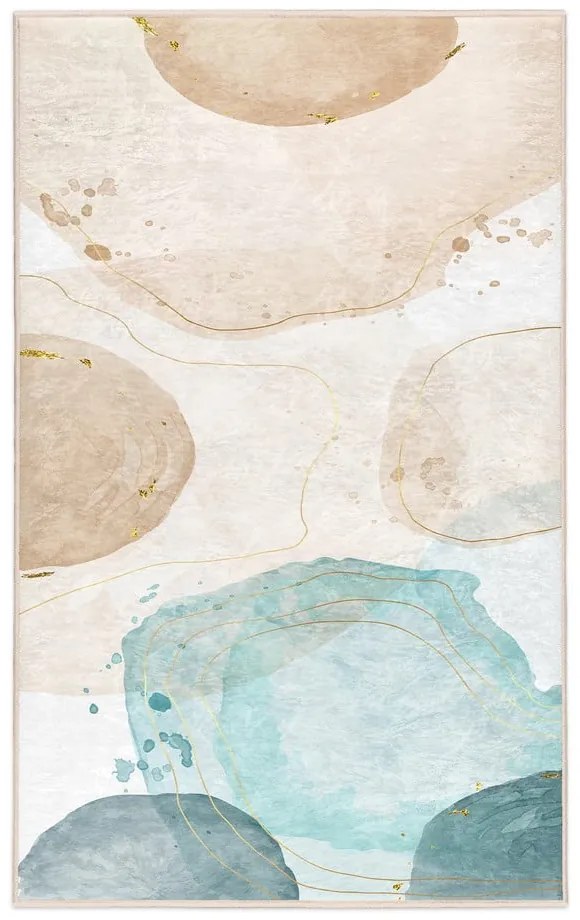 Krémovo-tyrkysový prateľný koberec 120x180 cm Puddle – Mila Home