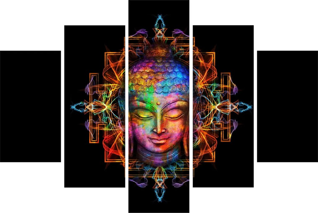 Obraz - Busta Budhu v neónových farbách (150x105 cm)