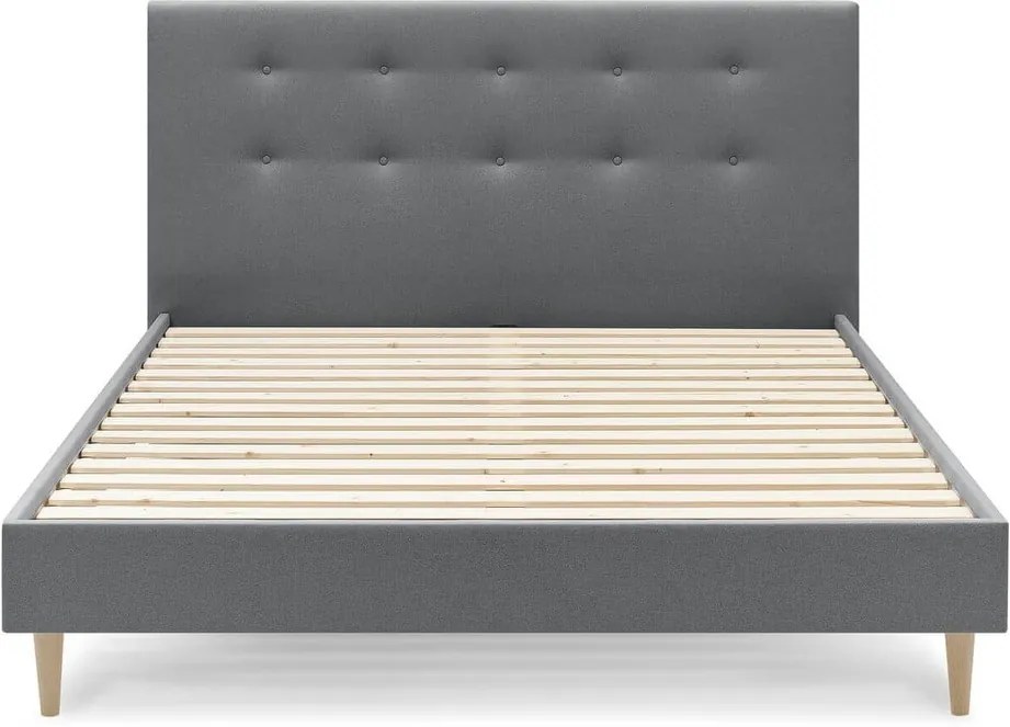 Tmavosivá dvojlôžková posteľ Bobochic Paris Rory Light, 180 x 200 cm