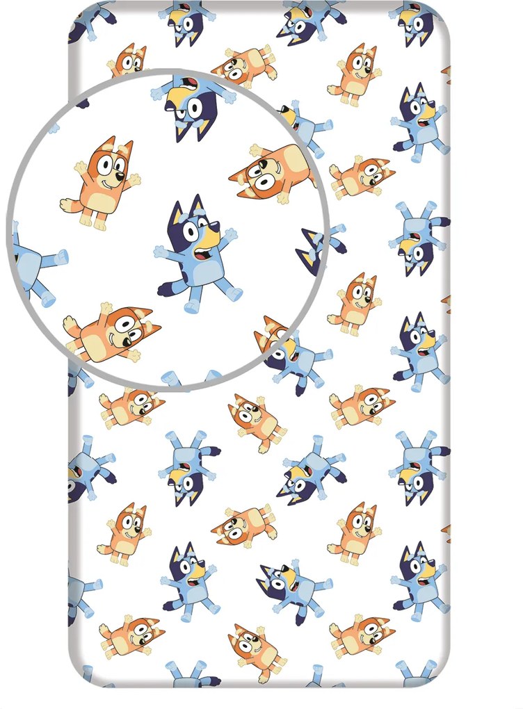 Jerry Fabrics Bavlnené napínacie prestieradlo 90x200 + 25 cm - Bluey 061