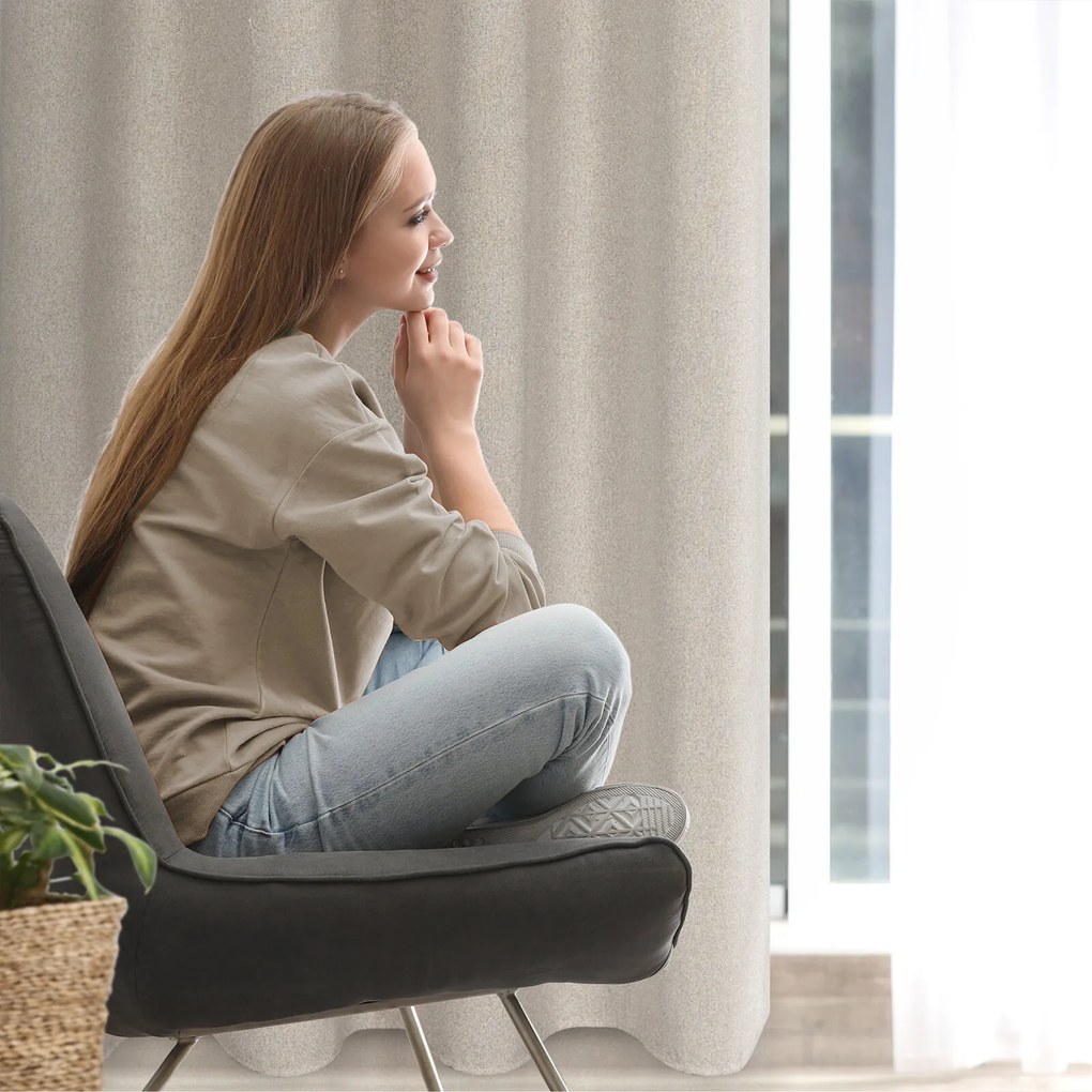 ZÁVES NA KRÚŽKOCH LIDIA 140X250 CM BÉŽOVÁ