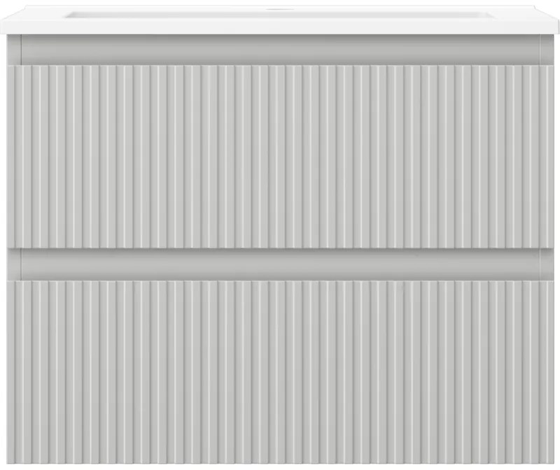 Mexen Rivel, kúpeľňová skrinka 60 cm s umývadlom Otis, 2 zásuvky, drážkovaná, sivá matná/biela, 91A20-06047-2-BFF62-W18M01