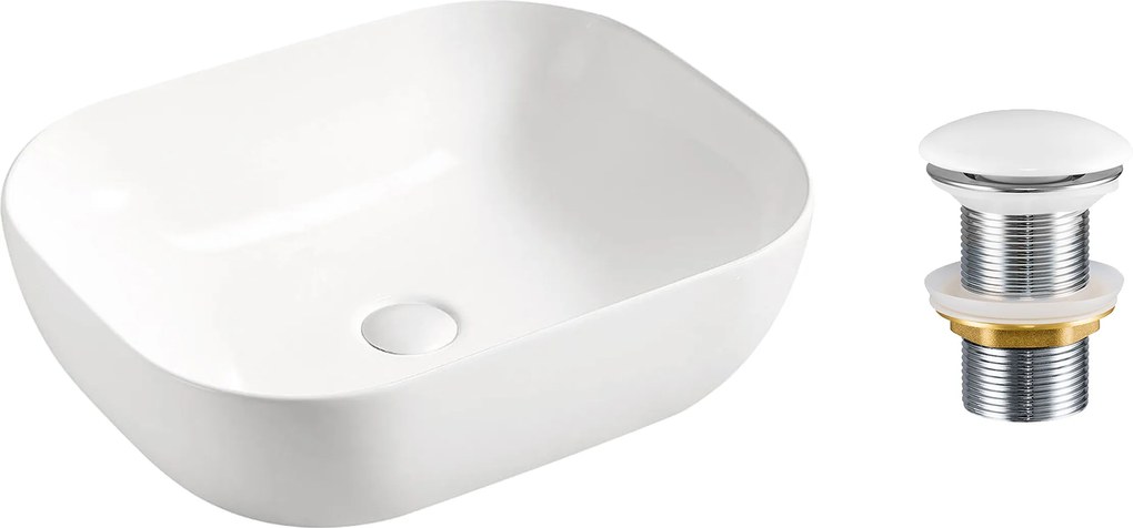 Comad Keramické umývadlo na dosku Smile 50 50x40 + výpusť Click-Clack, biela