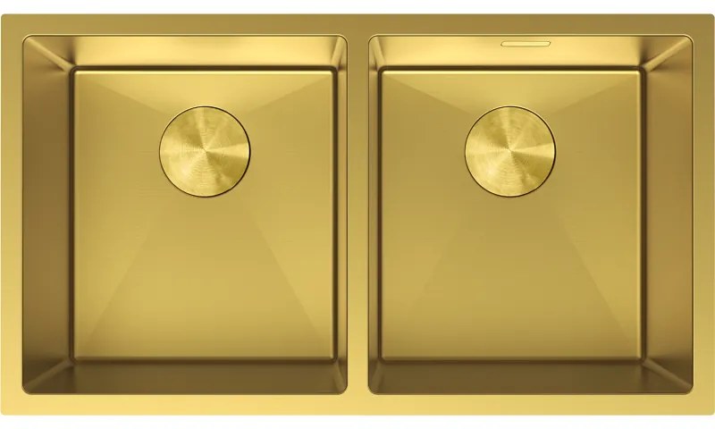 Mexen Binox, 2-komorový nerezový drez 800 x 450 mm, brúsená zlatá, 6421802000-55