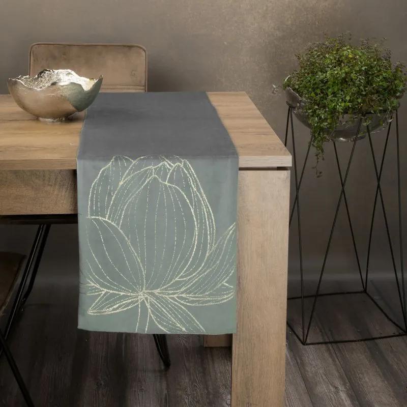 Dekorstudio Elegantný zamatový behúň na stôl BLINK 12 strieborný Rozmer behúňa (šírka x dĺžka): 35x180cm