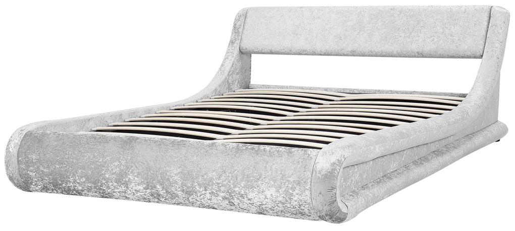Zamatová posteľ s úložným priestorom 160 x 200 cm strieborná AVIGNON Beliani