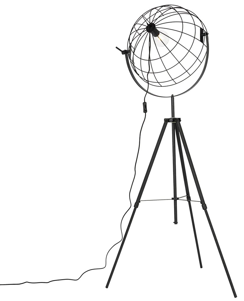 Priemyselná trojnohá stojaca lampa čierna 50 cm nastaviteľná - Hanze