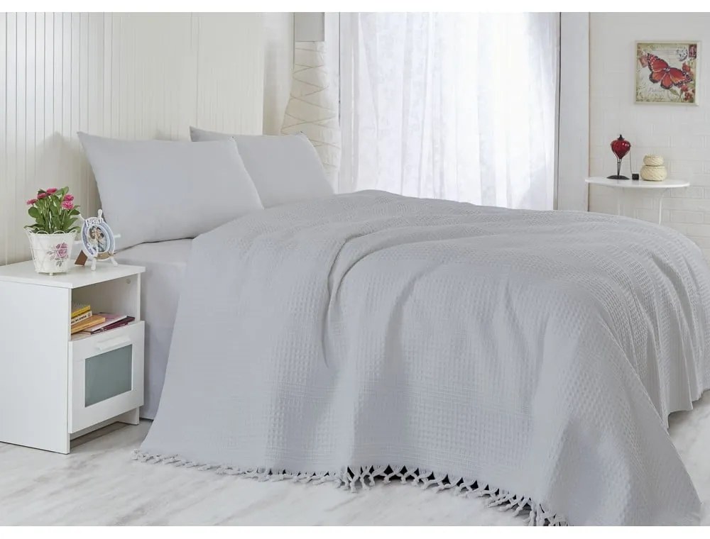 Béžový bavlnený pléd 220x240 cm Pique – Mijolnir