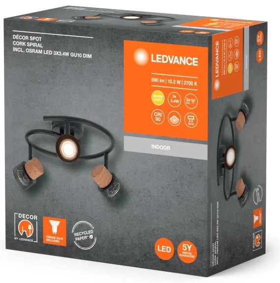 Ledvance - LED Bodové svietidlo DECOR CORK 3xGU10/3,4W/230V