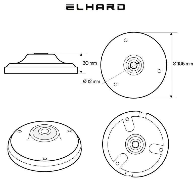 Elhard Stropná krytka pre luster Retro Keramik, 105x30mm, čierna KP3100B