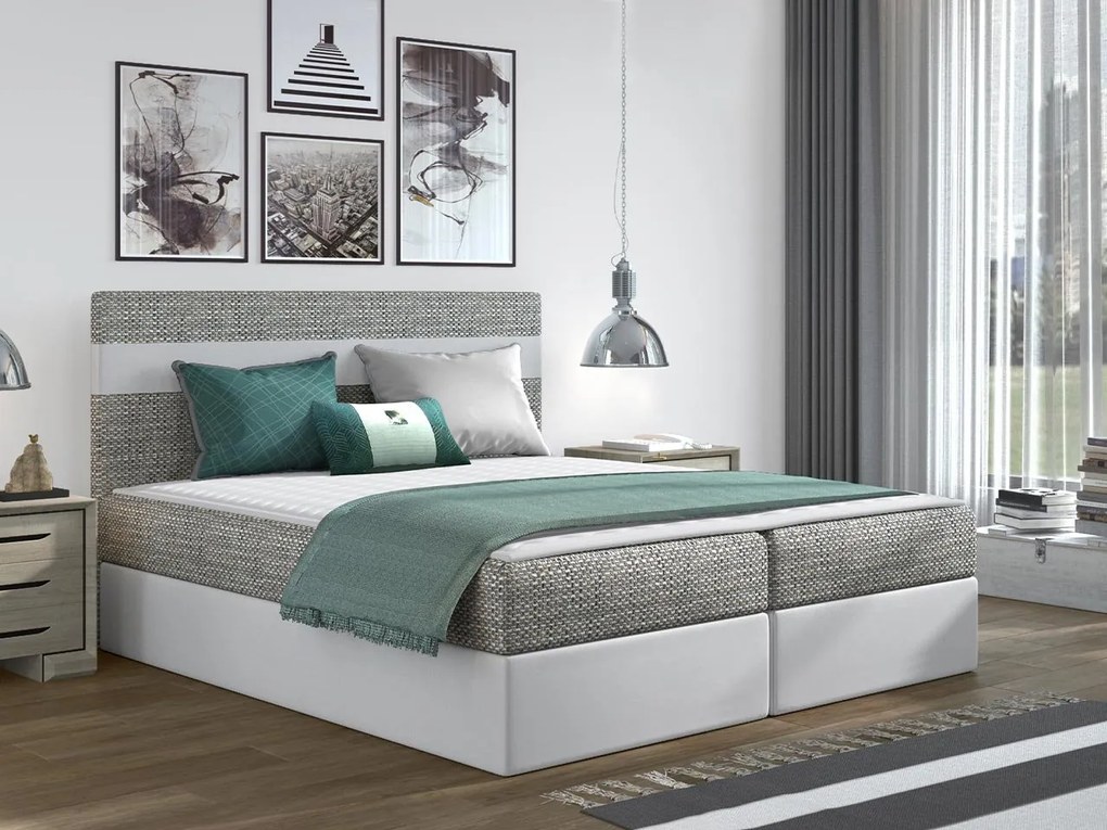Kontinentálna posteľ Friesia, Rozmer postele: 140x200, Dostupné poťahy: Lawa 06 + ekokoža Soft 017