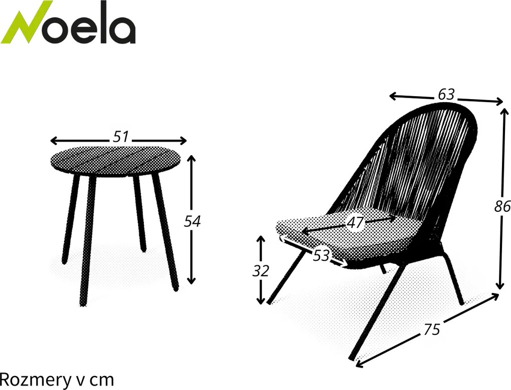 Noela Balkónový set Lounge + 2x kreslo North