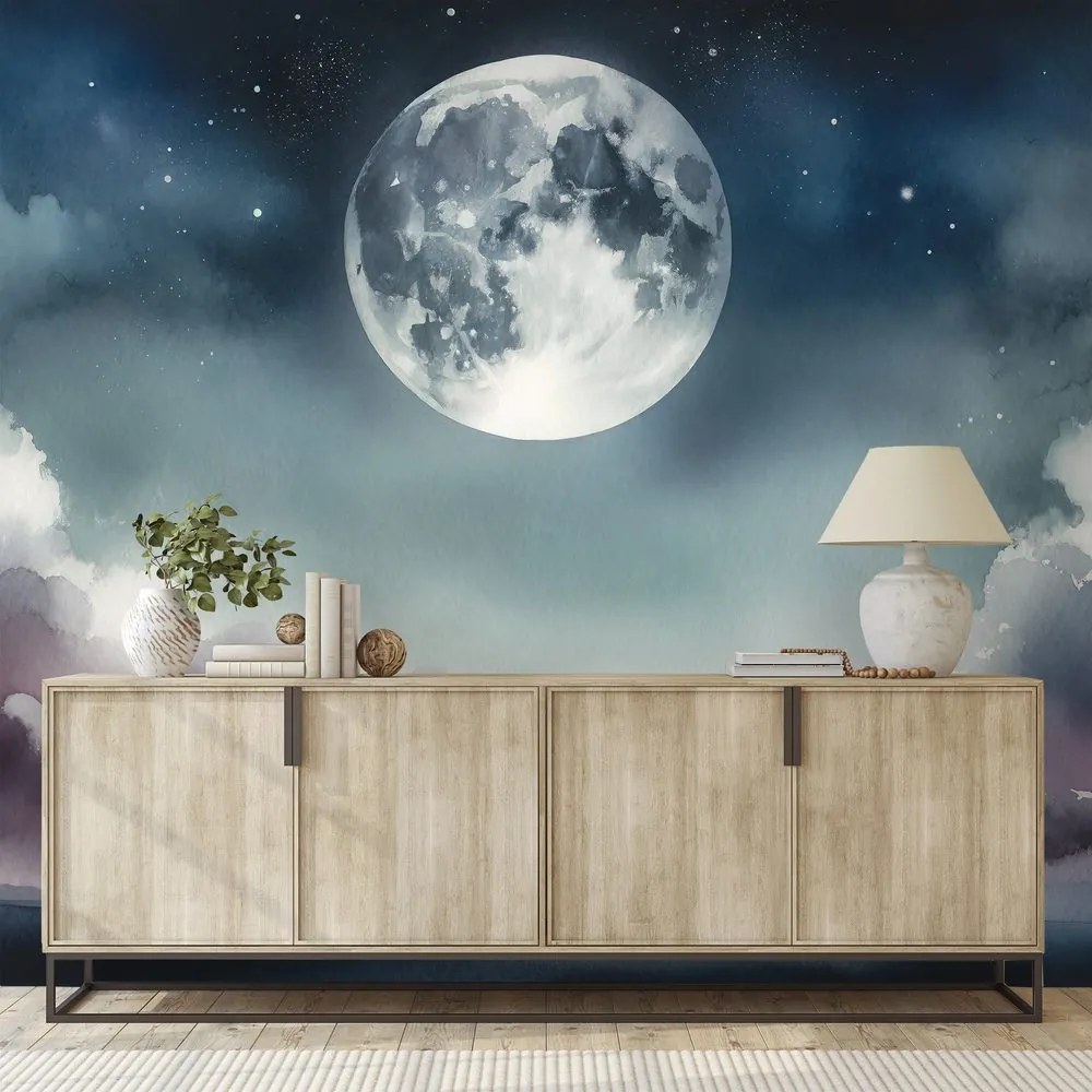 Fototapeta nočná obloha s mesiacom a mrakmi