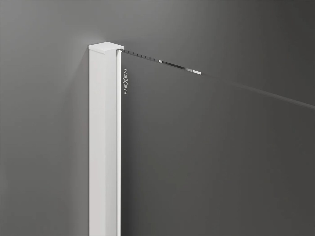 Mexen Velar, sprchový kút s posuvnými dverami 90(dvere) x 70(stena) cm, 8mm číre sklo, biela, 871-090-070-01-20