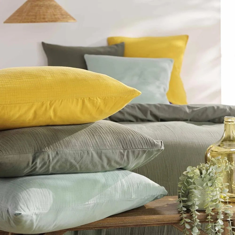 Svetlozelené mušelínové obliečky na dvojlôžko/predĺžené 240x220 cm Angelia – douceur d'intérieur