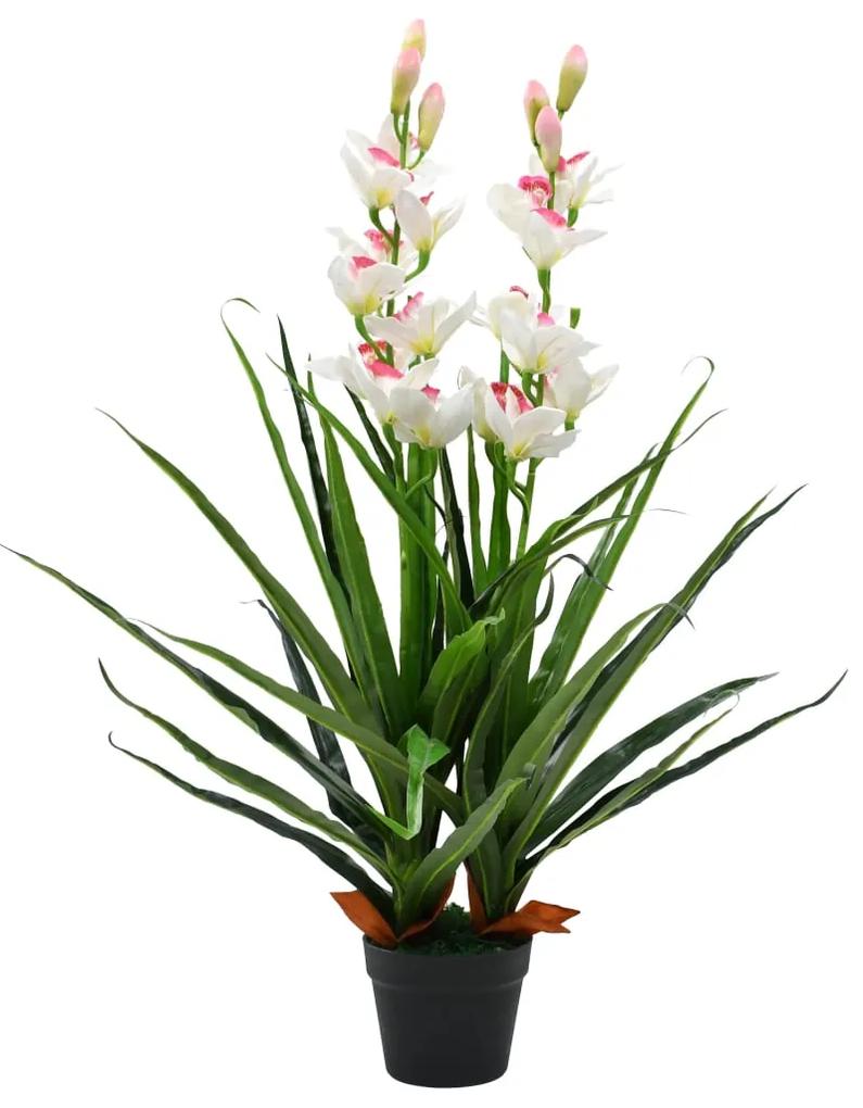 vidaXL Umelá rastlina, cymbídia s kvetináčom 100 cm zelená