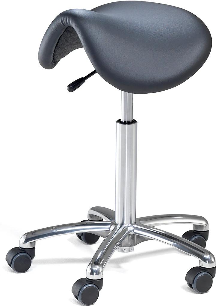 Sedlová kancelárska stolička Derby Flex, umelá koža, čierna