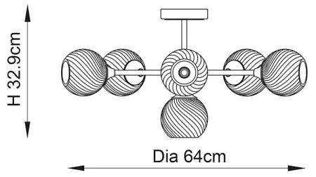 Endon 103171 - Luster na tyči ALLEGRA 6xE14/7W/230V mosadz/číra