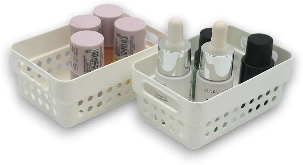 Sada 2 košíkov na organizáciu, organizéry do zásuvky KOLE 12 x 7,5 cm - biely