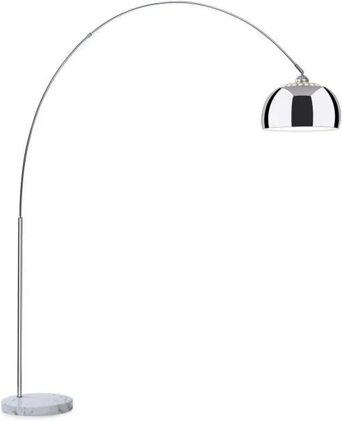 Besoa Nael, oblúková lampa, strieborné tienidlo, mramorový podstavec, E27, sieťový kábel: 2 m, strieborná