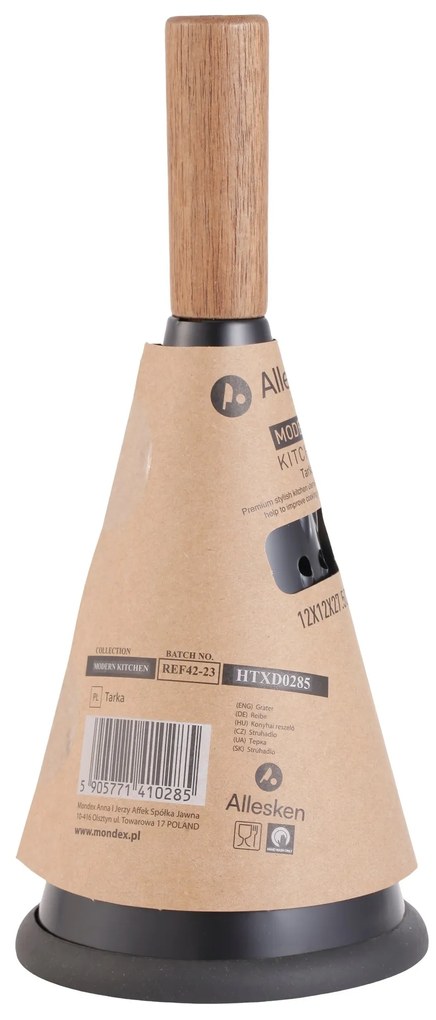 Kuchyňské ocelové struhadlo MODERN KITCHEN 12x12x27,5 cm hnědé/černé