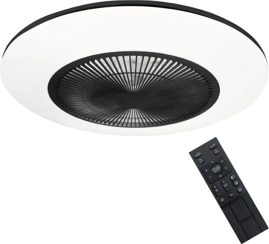 LED Stmievateľné stropné svietidlo s ventilátorom ARIA LED/38W/230V čierna/biela +DO