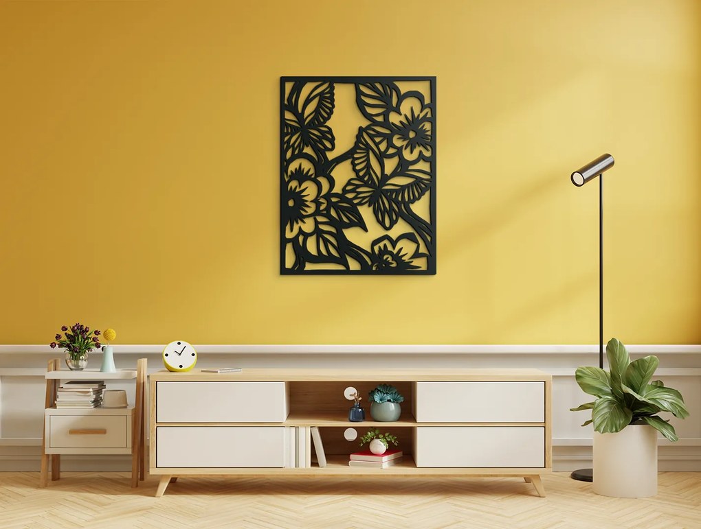 drevko Elegantný obraz Motýlia záhrada Rozmer obrazu: 41,5 x 32,5 cm, Farba dekorácie: Čierna