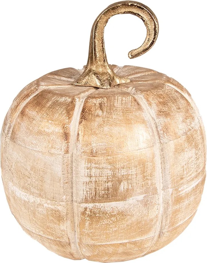 Zlatá dekoratívna drevená socha tekvice Pumpkin - Ø20*20 cm