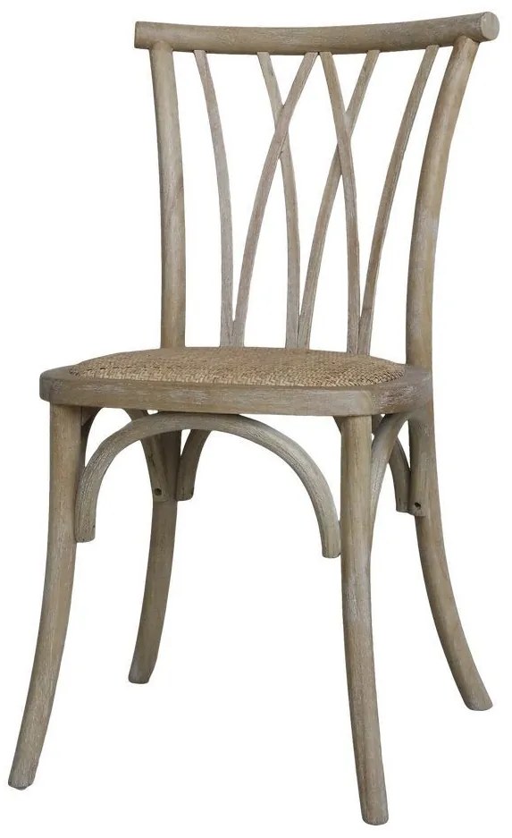 Prírodná drevená stolička s ratanovým výpletom Old French chair - 50*53*90cm
