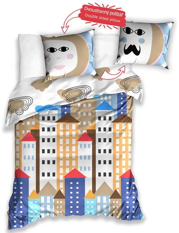Detské bavlnené posteľné obliečky Mesto