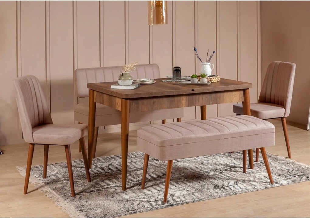 Jedálenský set Vlasta 2 (orech béžová) (pre 6 osôb)