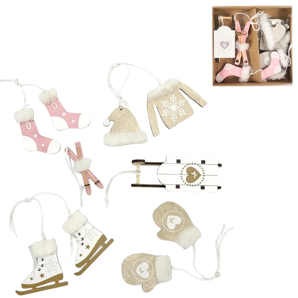 Súprava vianočných závesných dekorácií NORDIC MOMENTS 6 ks ružová