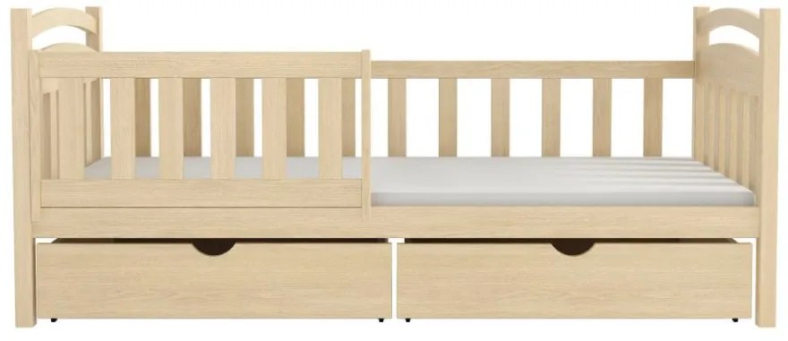 Detská posteľ z masívu borovice KORNÉLIA so šuplíkmi - 200x90 cm - PRÍRODNÁ BOROVICA