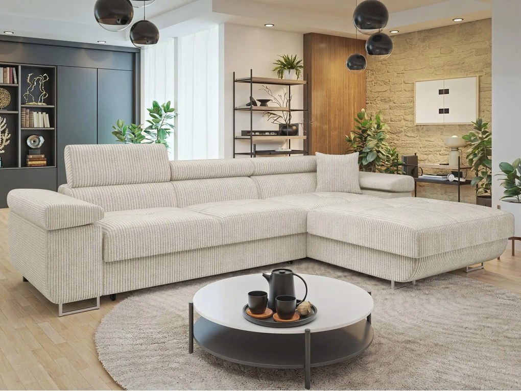 Rohová sedačka Terazuro Mini S (krémová) (s úl. priestorom) (p)