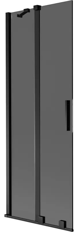 Mexen Velar, 2-krídlová posuvná vaňová zástena 70 x 150 cm, 8mm šedé sklo, čierna matná, 896-070-000-41-70