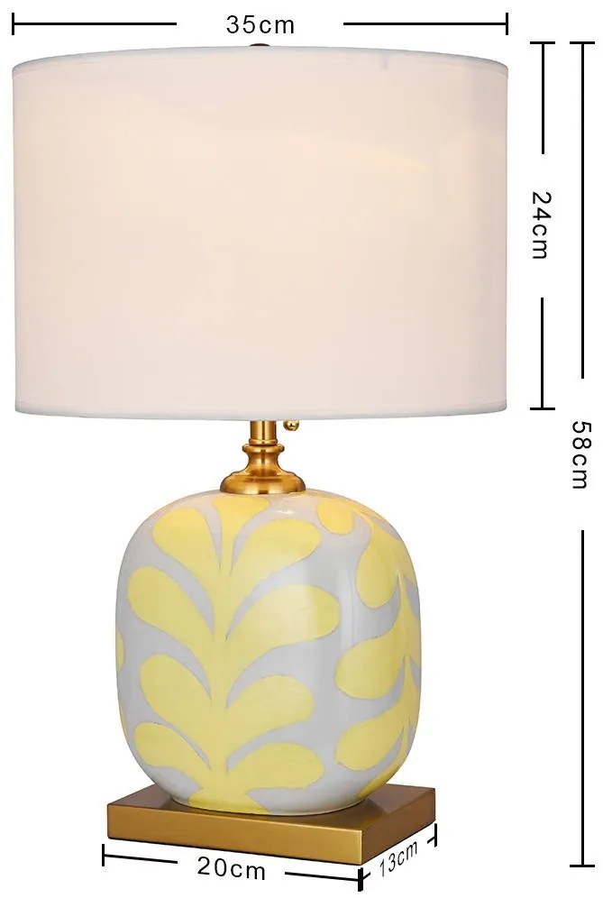 Keramická stolová lampa Lora - banánovo žltá