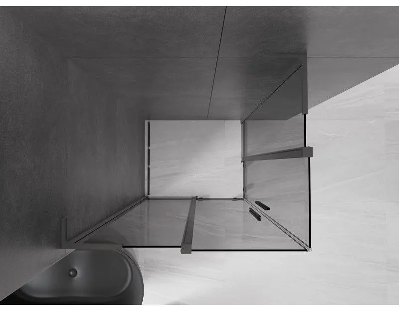 Mexen Velar L Duo, sprchový kút s posuvnými dverami 90 x 80 cm, 8mm šedé sklo, brúsený grafit, 871-090-080-02-43-95