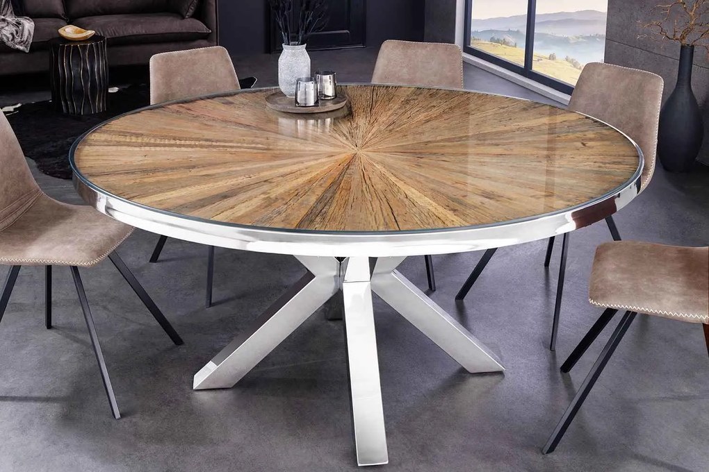 Okrúhly jedálenský stôl Shark 140 cm teak