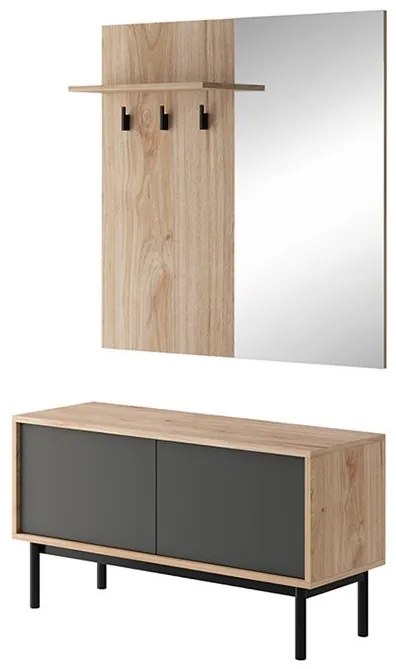 Predsieň Bergen BGD104 - dub Jackson Hickory / grafit / čierna