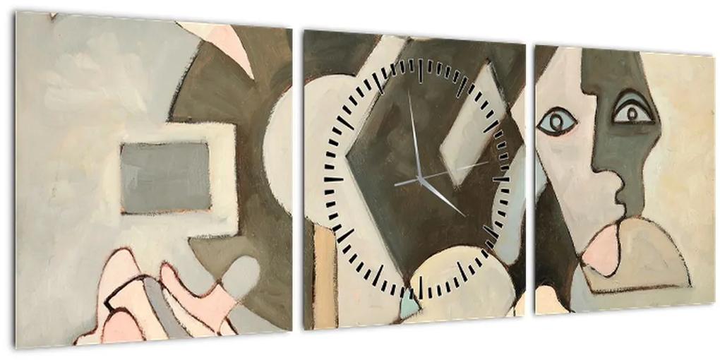 Obraz - Kubizmus (s hodinami) (90x30 cm)