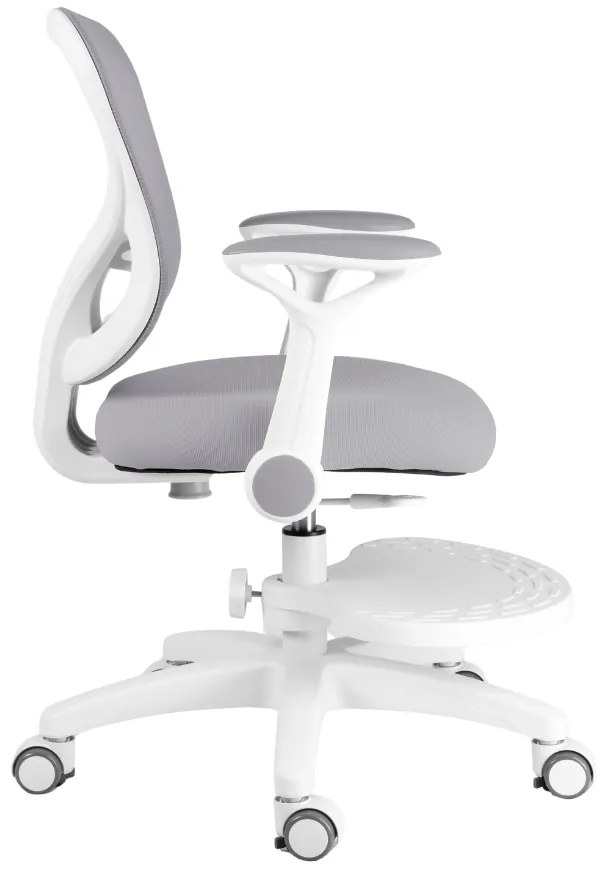 Detská rastúca stolička Neoseat JUNI 007 — látka, prateľný poťah, sivá