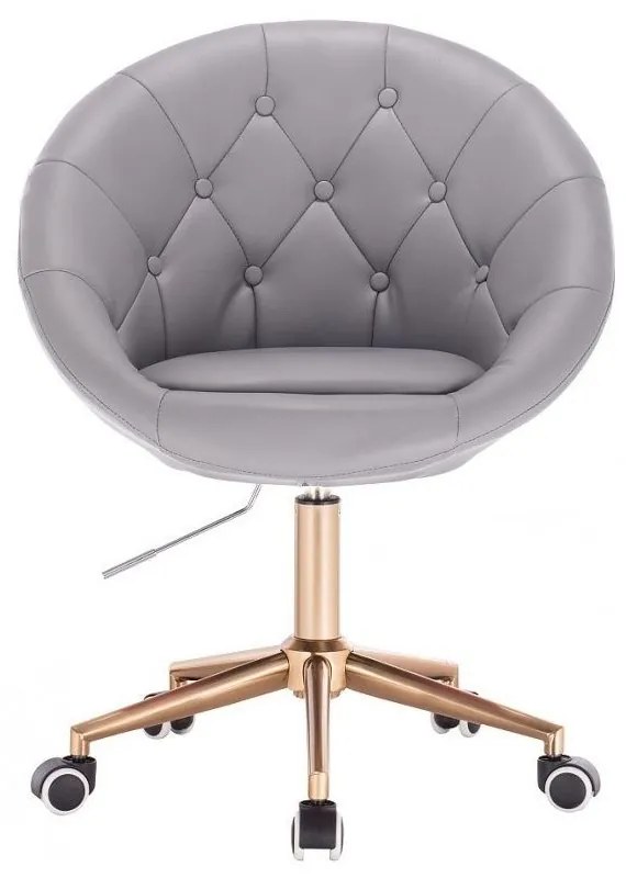LuxuryForm DESIGN Kreslo VERA na zlatej podstave s kolieskami - šedé