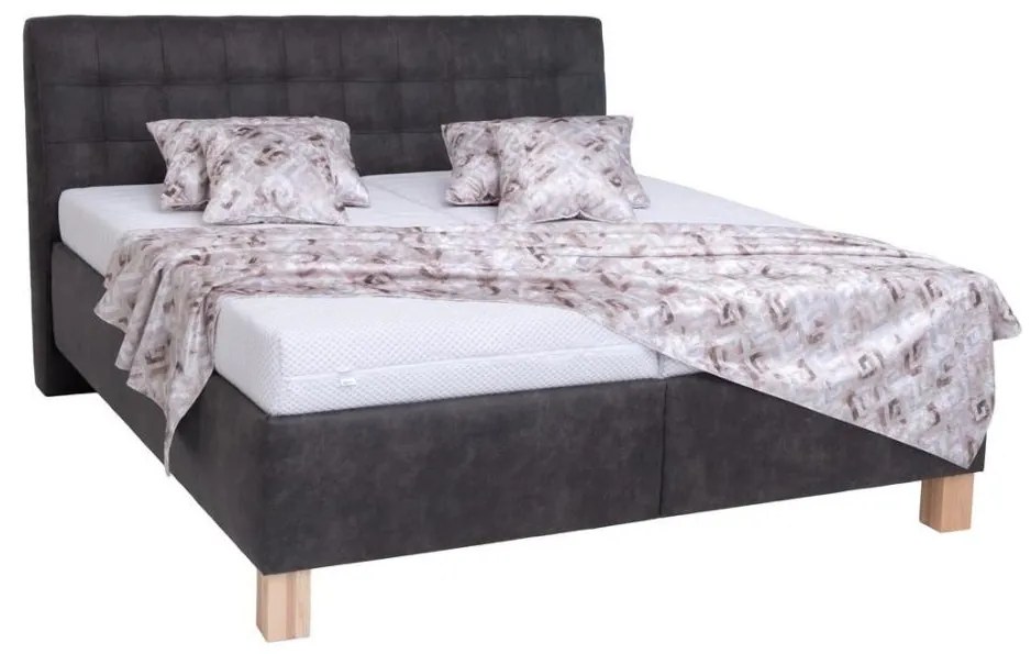 Čalúnená posteľ s úložným priestorom VIOLET 160x200 cm bez matraca, tmavosivá